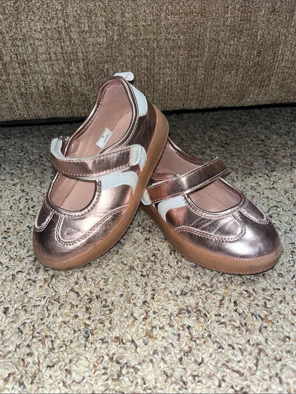 Girls' Metallic Rose Mary Jane Sneakers with Hook-and-Loop Strap